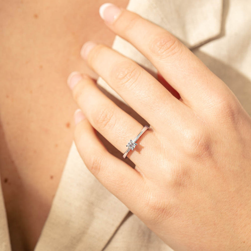 14ct White Gold .30ct Diamond Luna Ring-Ring-Walker & Hall