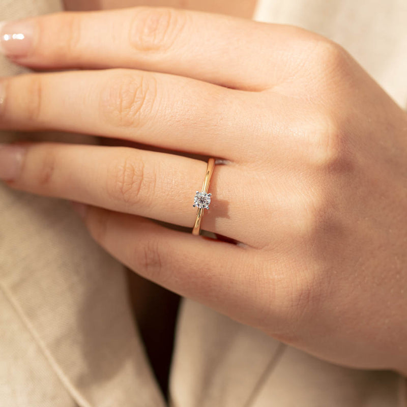 14ct Yellow Gold .30ct Diamond Luna Ring-Ring-Walker & Hall