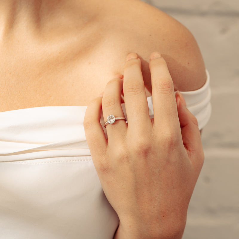 18ct White Gold 1.02ct Cushion Cut Diamond Natalia Ring-Ring-Walker & Hall