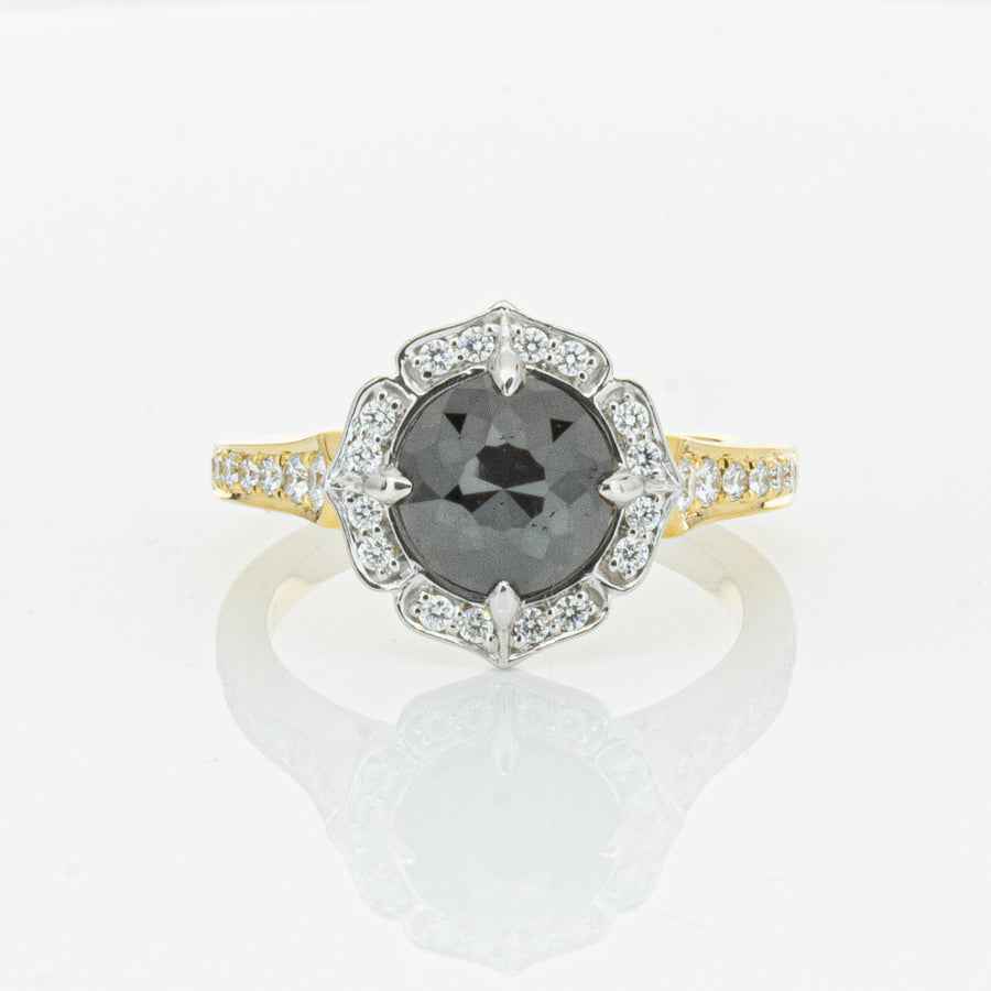 18ct Yellow Gold Black Diamond Ring-Ring-Walker & Hall