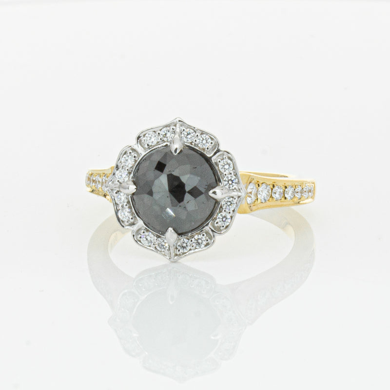 18ct Yellow Gold Black Diamond Ring-Ring-Walker & Hall