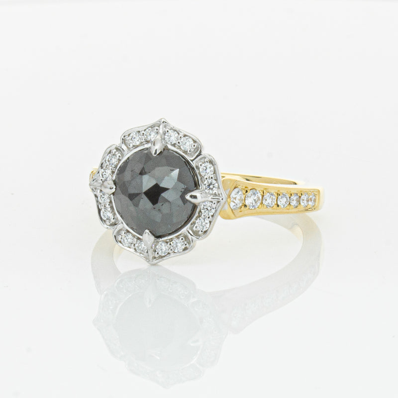 18ct Yellow Gold Black Diamond Ring-Ring-Walker & Hall