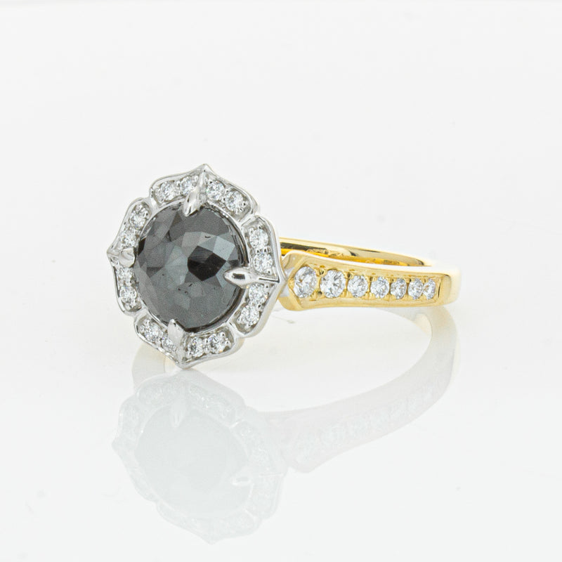 18ct Yellow Gold Black Diamond Ring-Ring-Walker & Hall