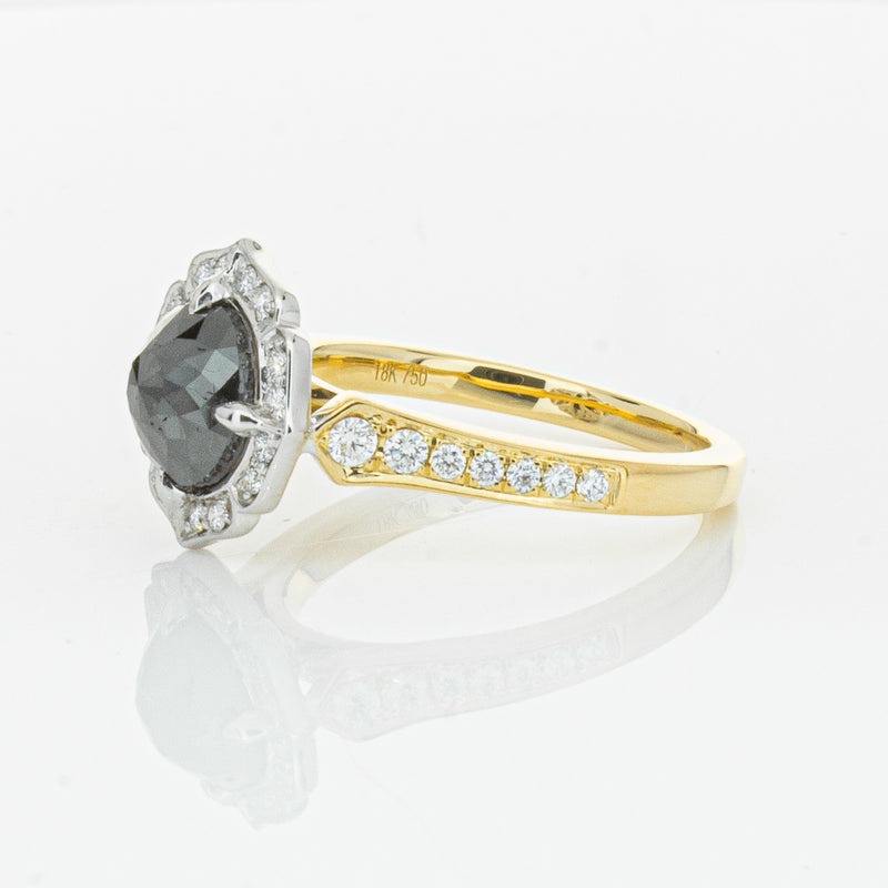 18ct Yellow Gold Black Diamond Ring-Ring-Walker & Hall