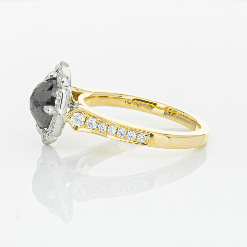 18ct Yellow Gold Black Diamond Ring-Ring-Walker & Hall