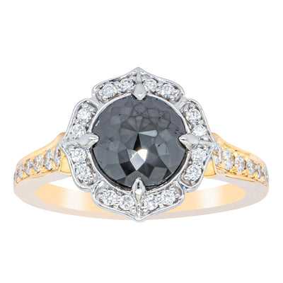 18ct Yellow Gold Black Diamond Ring-Ring-Walker & Hall