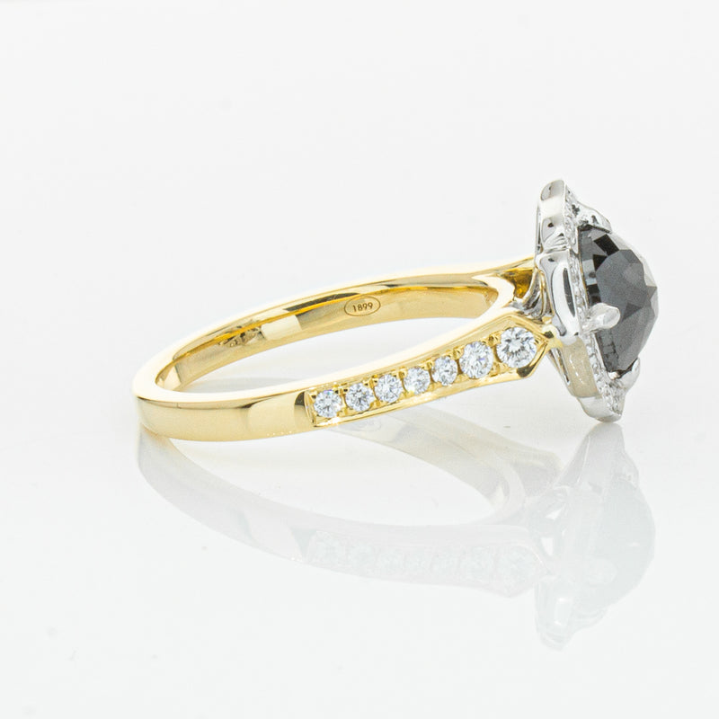 18ct Yellow Gold Black Diamond Ring-Ring-Walker & Hall