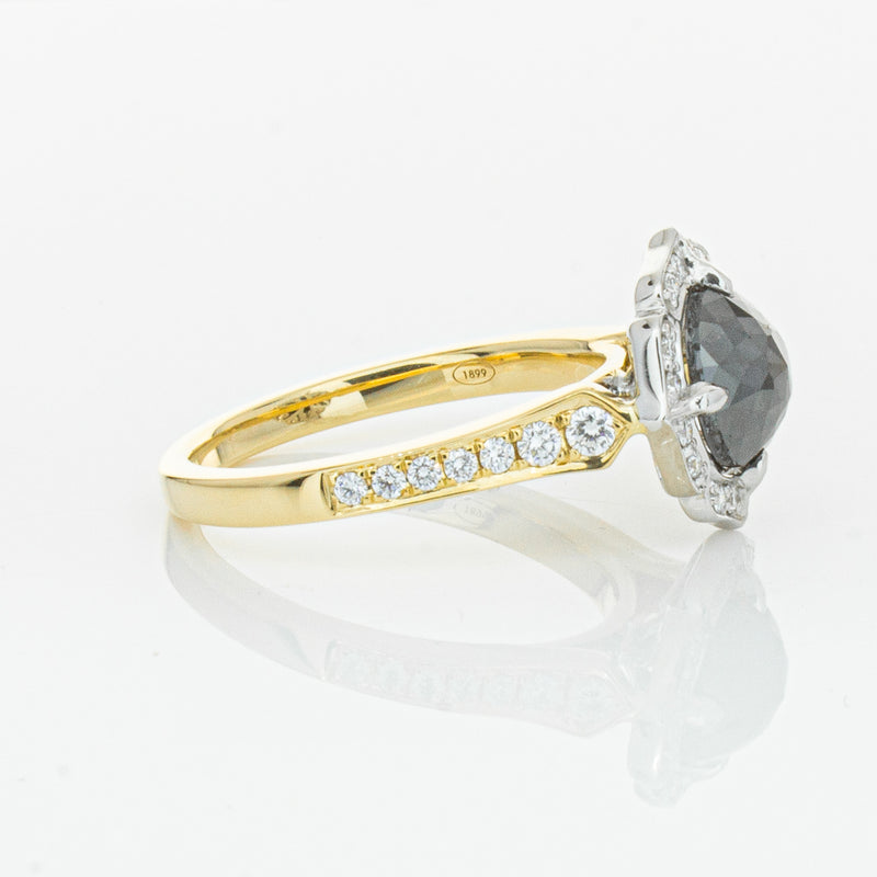 18ct Yellow Gold Black Diamond Ring-Ring-Walker & Hall