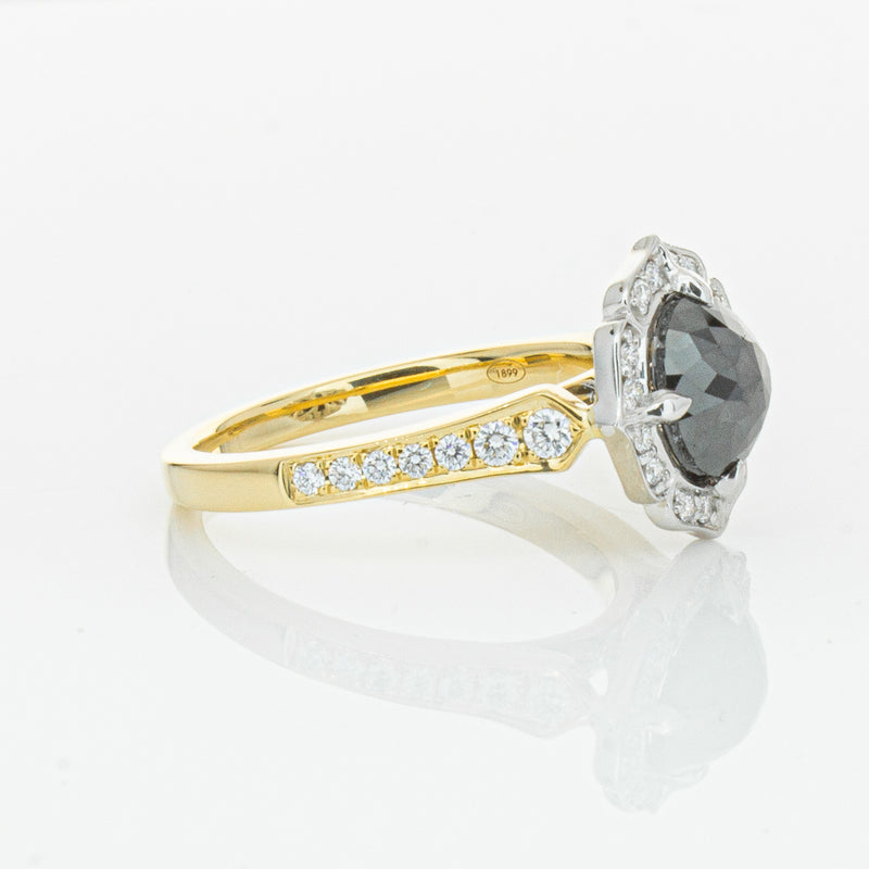 18ct Yellow Gold Black Diamond Ring-Ring-Walker & Hall