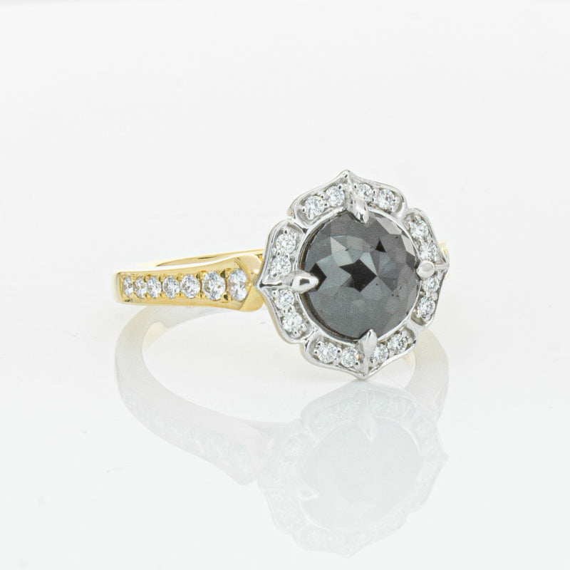 18ct Yellow Gold Black Diamond Ring-Ring-Walker & Hall