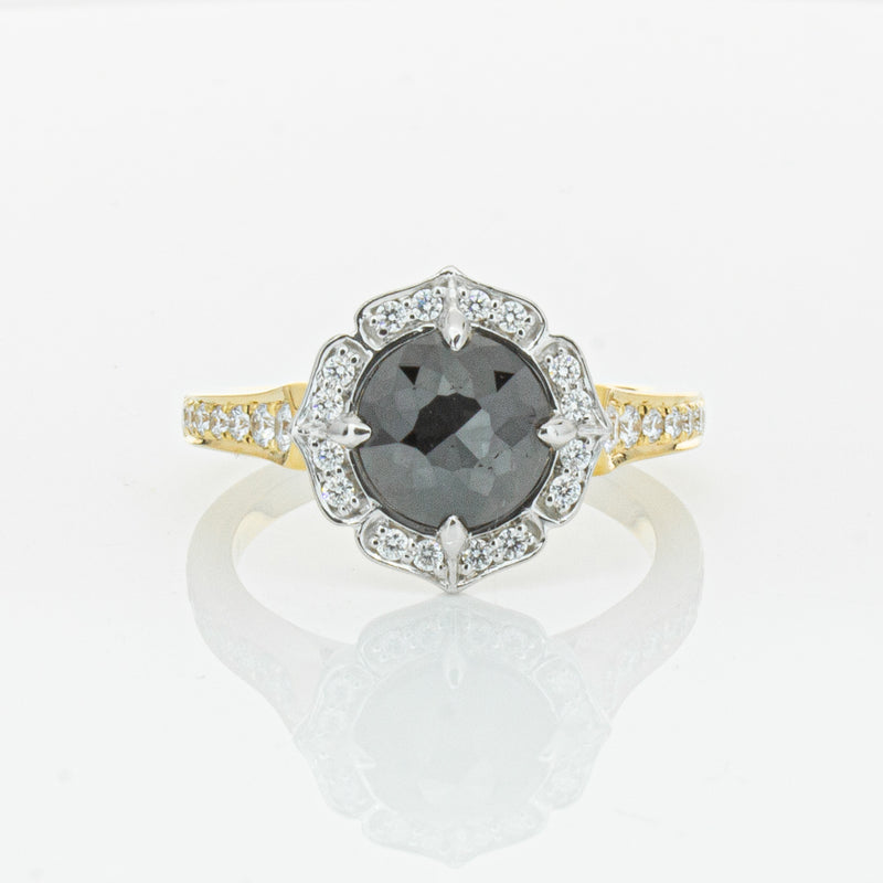 18ct Yellow Gold Black Diamond Ring-Ring-Walker & Hall