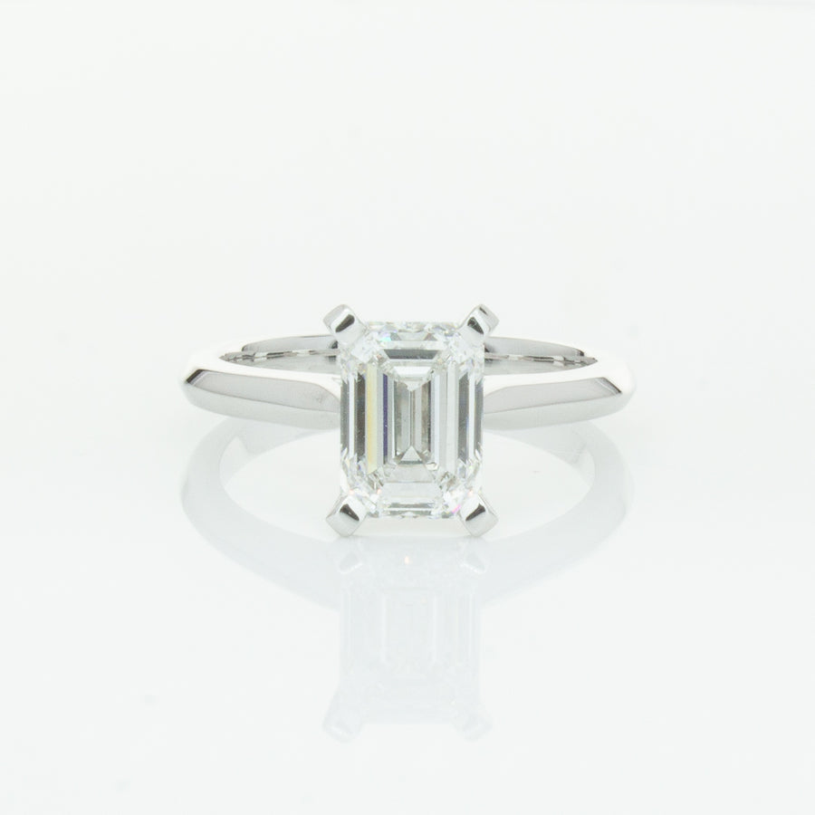 18ct White Gold 2.09ct Emerald Cut Diamond Ring-Ring-Walker & Hall