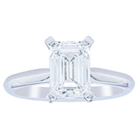 18ct White Gold 2.09ct Emerald Cut Diamond Ring-Ring-Walker & Hall