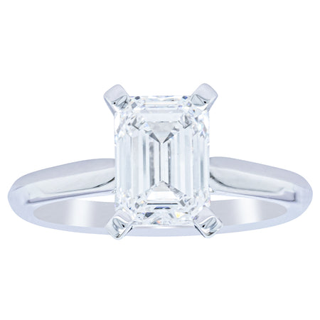 18ct White Gold 2.09ct Emerald Cut Diamond Ring-Ring-Walker & Hall
