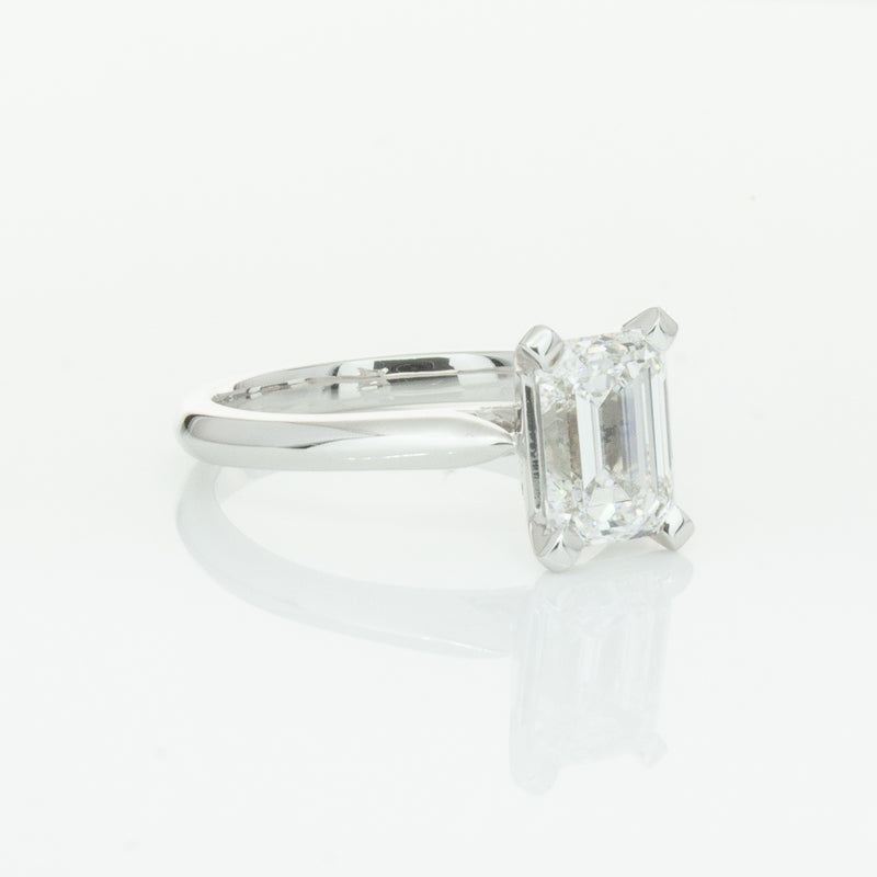 18ct White Gold 2.09ct Emerald Cut Diamond Ring-Ring-Walker & Hall