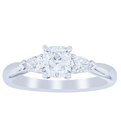 18ct White Gold .76ct Cushion Cut Diamond Ayla Ring-Ring-Walker & Hall