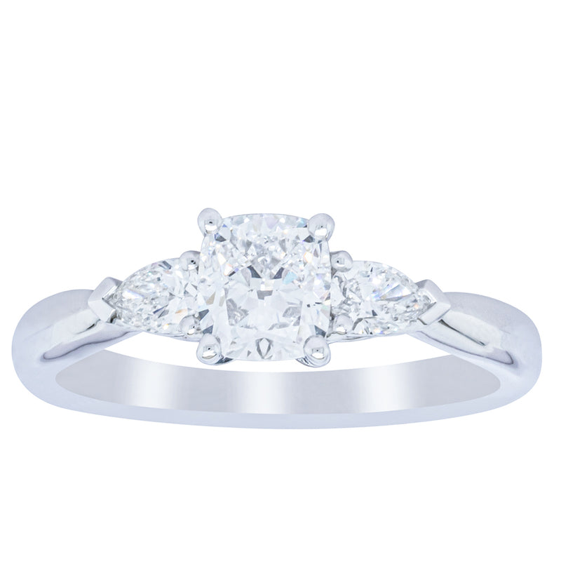 18ct White Gold .76ct Cushion Cut Diamond Ayla Ring-Ring-Walker & Hall