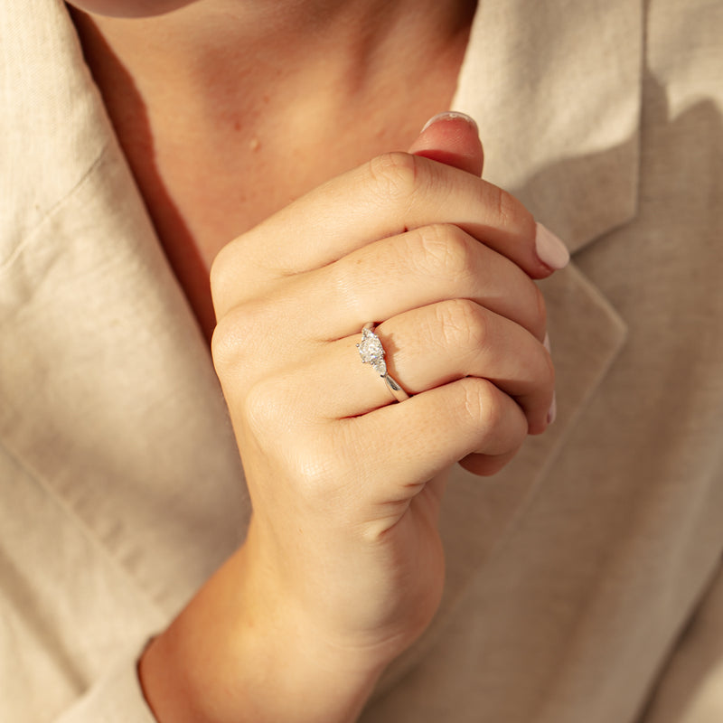 18ct White Gold .76ct Cushion Cut Diamond Ayla Ring-Ring-Walker & Hall