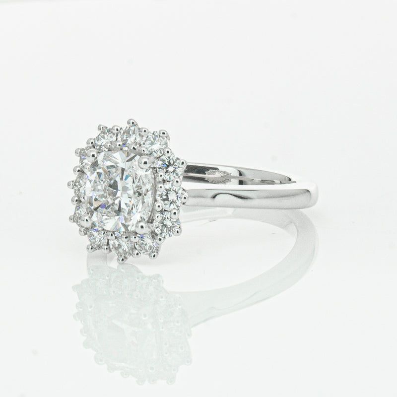 18ct White Gold 1.50ct Cushion Cut Diamond Belle Ring-Ring-Walker & Hall
