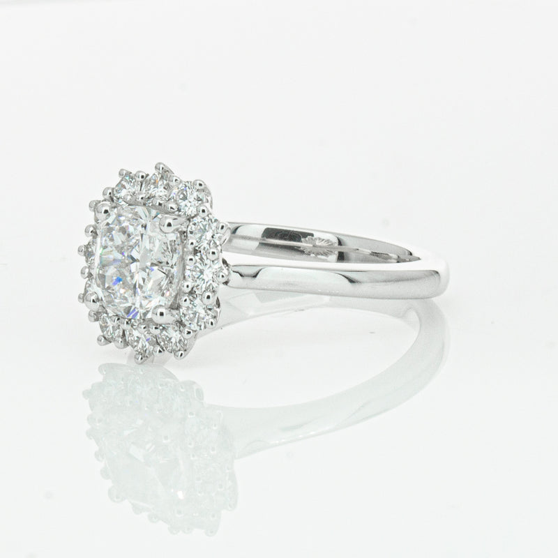 18ct White Gold 1.50ct Cushion Cut Diamond Belle Ring-Ring-Walker & Hall