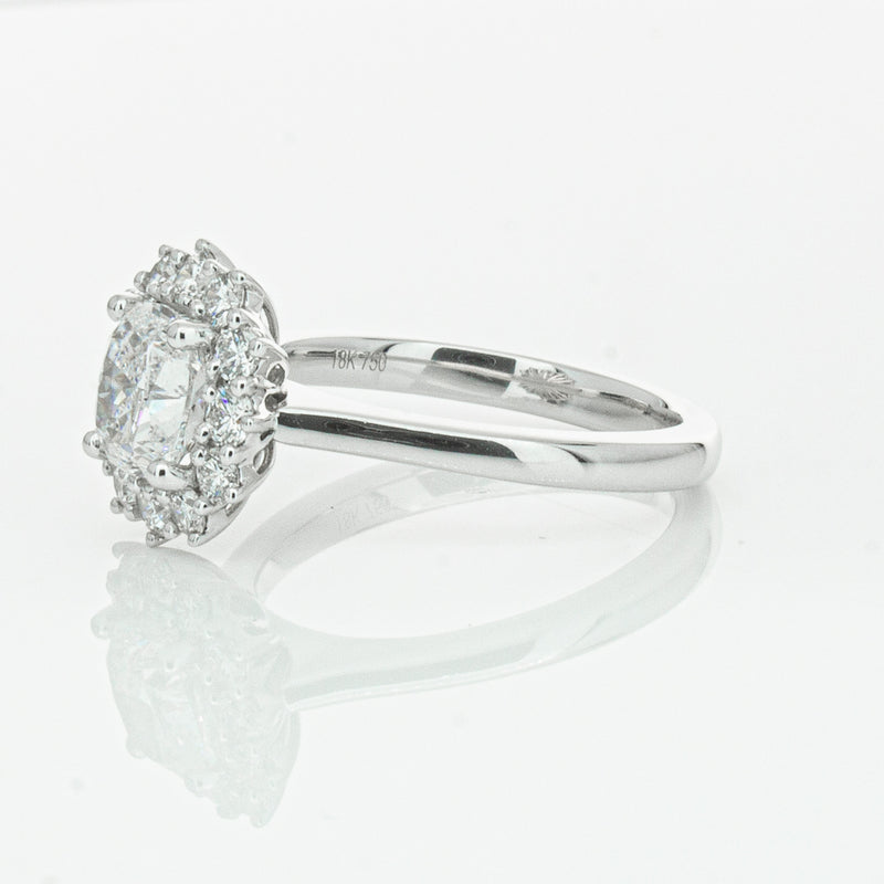 18ct White Gold 1.50ct Cushion Cut Diamond Belle Ring-Ring-Walker & Hall