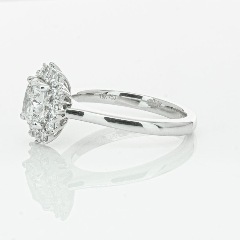 18ct White Gold 1.50ct Cushion Cut Diamond Belle Ring-Ring-Walker & Hall