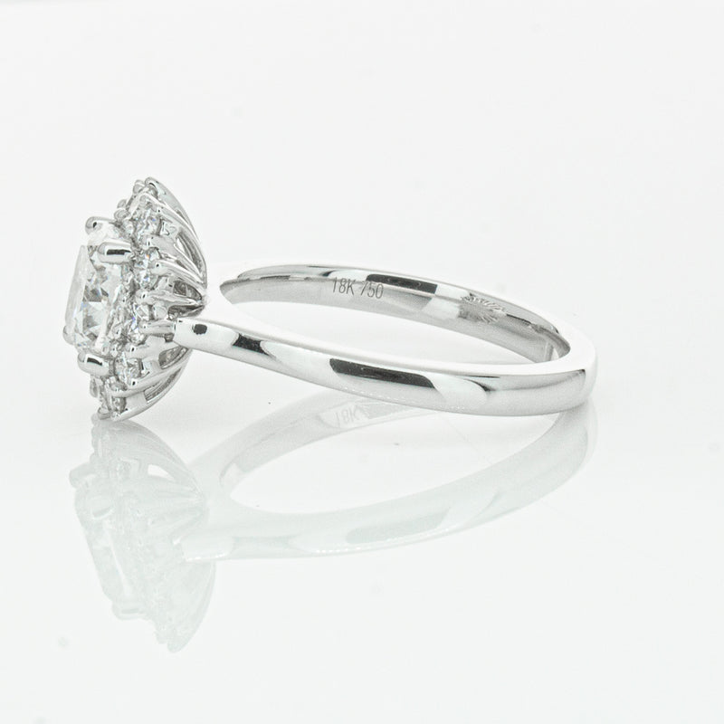 18ct White Gold 1.50ct Cushion Cut Diamond Belle Ring-Ring-Walker & Hall