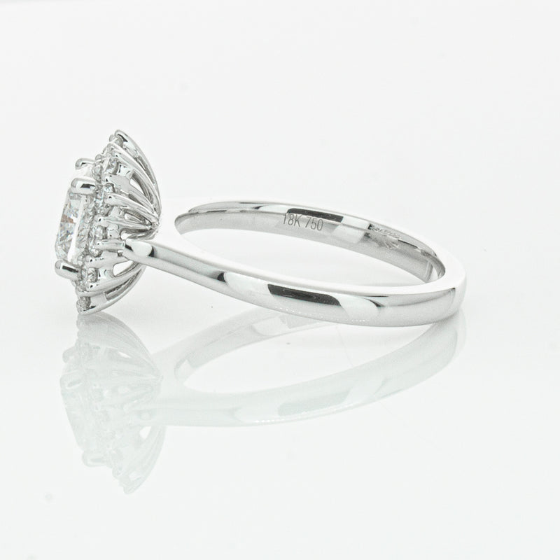 18ct White Gold 1.50ct Cushion Cut Diamond Belle Ring-Ring-Walker & Hall