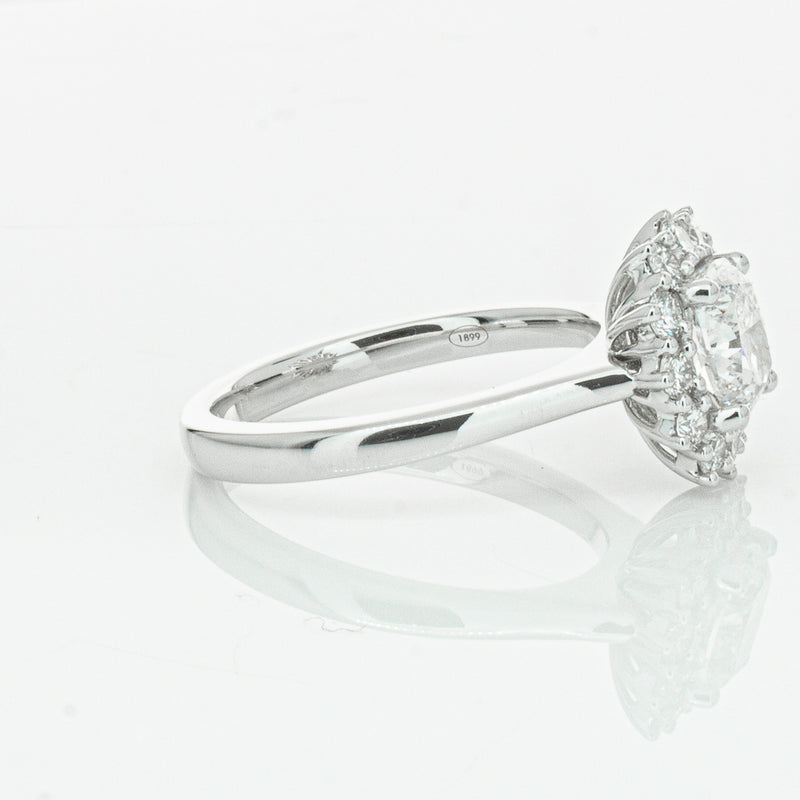 18ct White Gold 1.50ct Cushion Cut Diamond Belle Ring-Ring-Walker & Hall