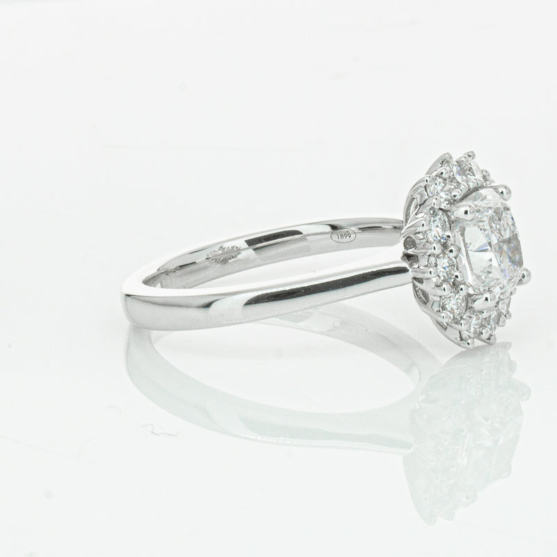 18ct White Gold 1.50ct Cushion Cut Diamond Belle Ring-Ring-Walker & Hall