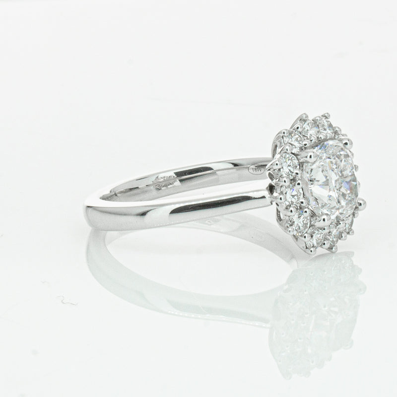 18ct White Gold 1.50ct Cushion Cut Diamond Belle Ring-Ring-Walker & Hall