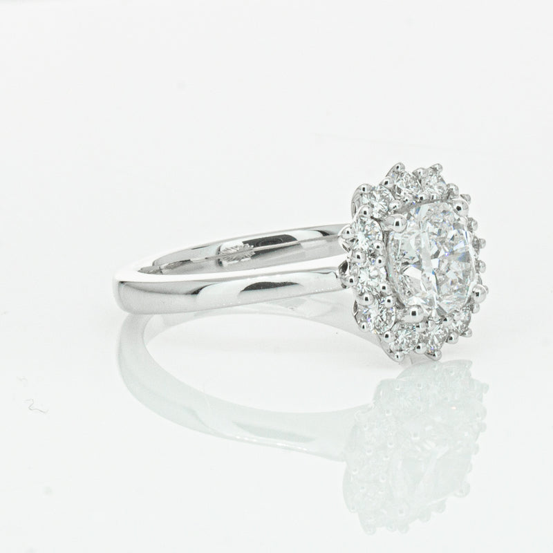 18ct White Gold 1.50ct Cushion Cut Diamond Belle Ring-Ring-Walker & Hall
