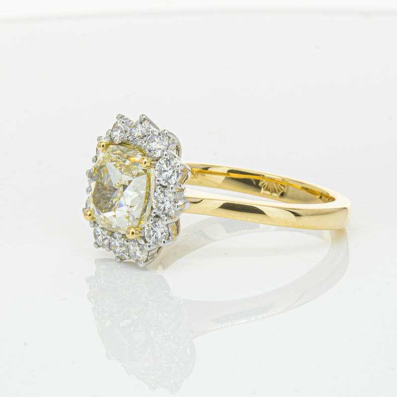 18ct Yellow Gold 3.01ct Yellow Cushion Cut Diamond Belle Ring-Ring-Walker & Hall