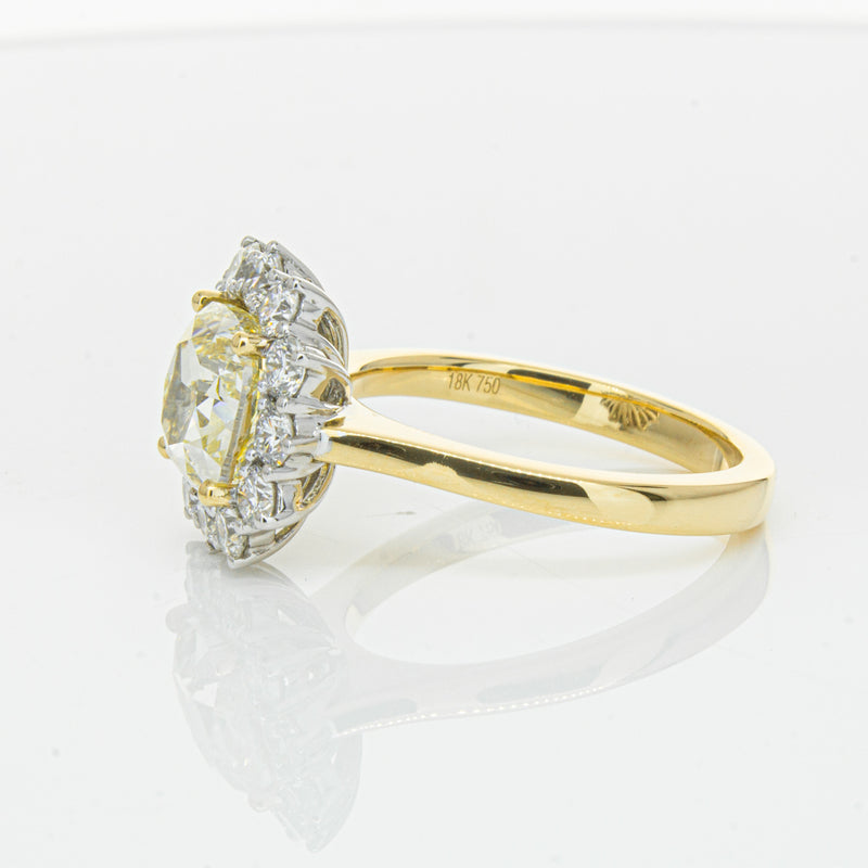 18ct Yellow Gold 3.01ct Yellow Cushion Cut Diamond Belle Ring-Ring-Walker & Hall