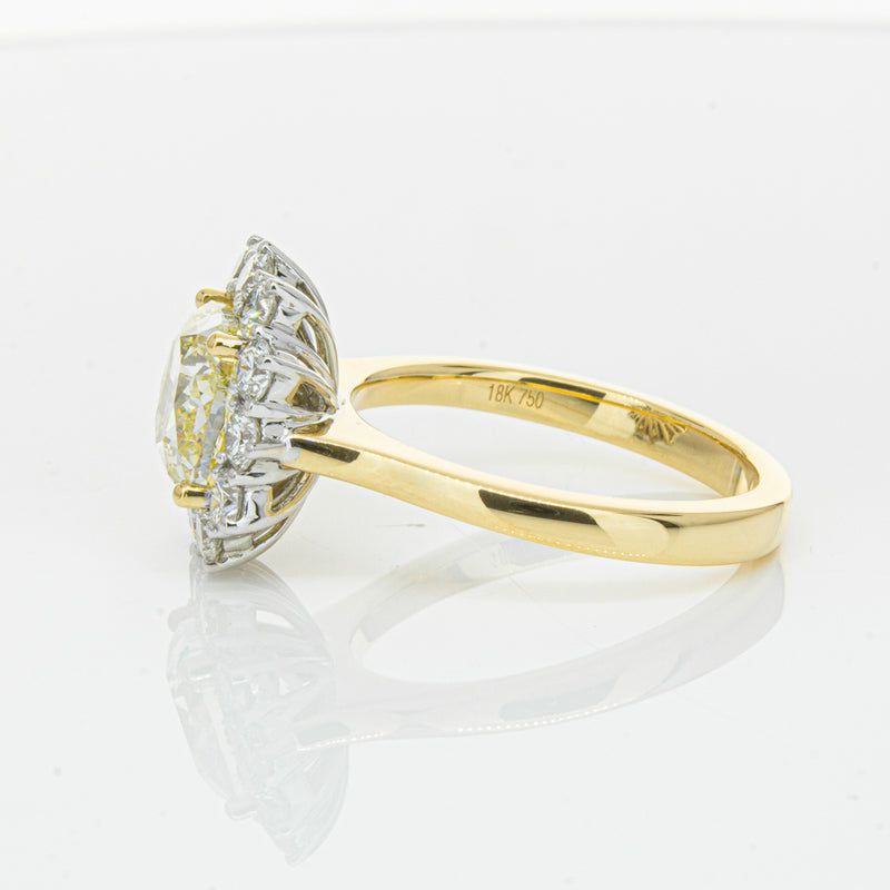 18ct Yellow Gold 3.01ct Yellow Cushion Cut Diamond Belle Ring-Ring-Walker & Hall