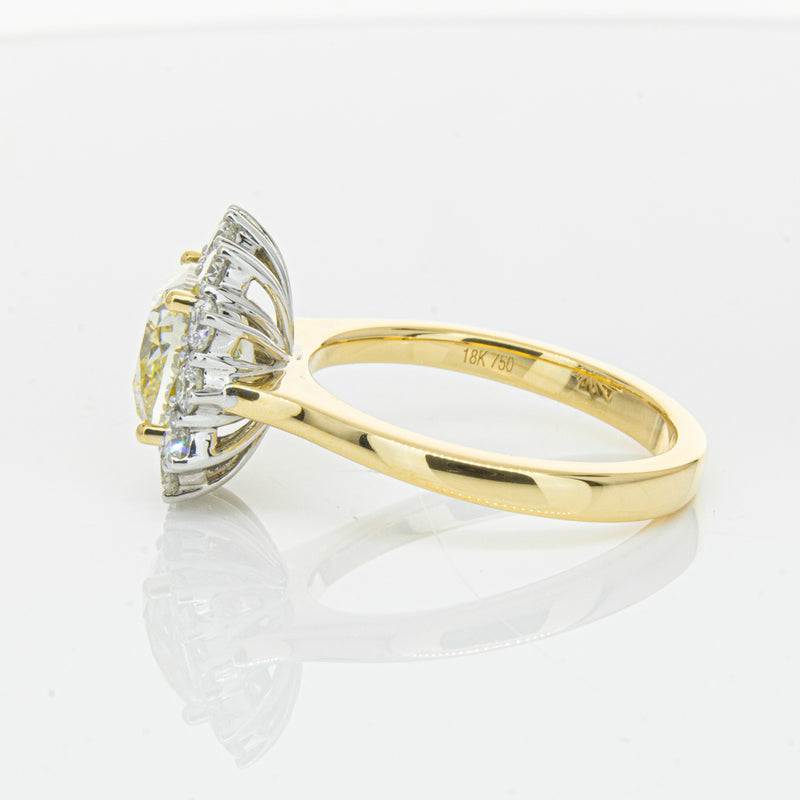 18ct Yellow Gold 3.01ct Yellow Cushion Cut Diamond Belle Ring-Ring-Walker & Hall