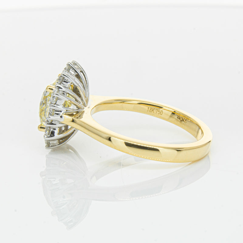 18ct Yellow Gold 3.01ct Yellow Cushion Cut Diamond Belle Ring-Ring-Walker & Hall