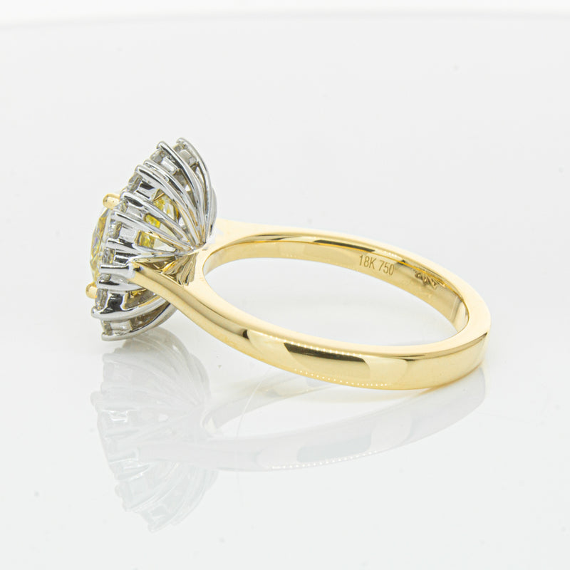 18ct Yellow Gold 3.01ct Yellow Cushion Cut Diamond Belle Ring-Ring-Walker & Hall