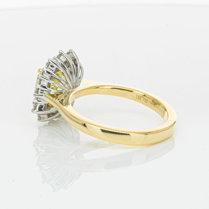 18ct Yellow Gold 3.01ct Yellow Cushion Cut Diamond Belle Ring-Ring-Walker & Hall