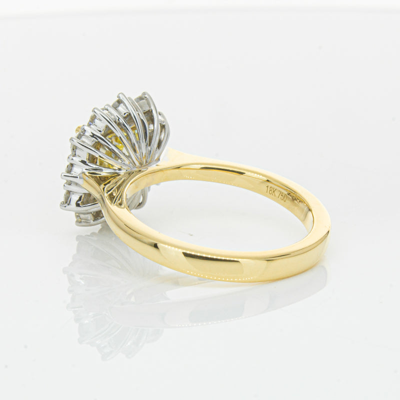 18ct Yellow Gold 3.01ct Yellow Cushion Cut Diamond Belle Ring-Ring-Walker & Hall