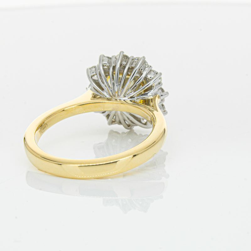 18ct Yellow Gold 3.01ct Yellow Cushion Cut Diamond Belle Ring-Ring-Walker & Hall