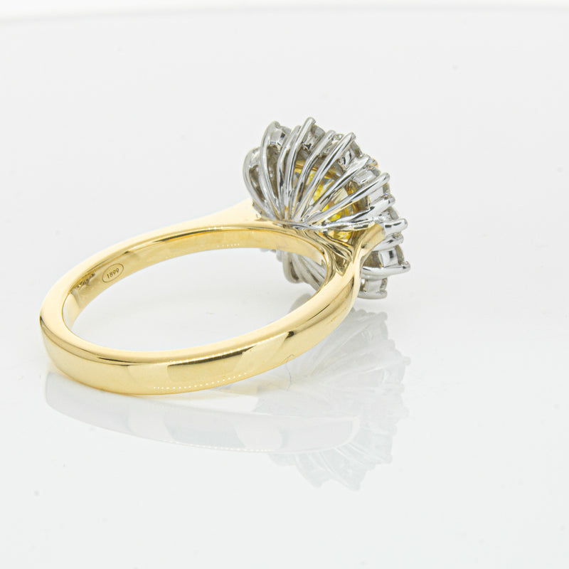 18ct Yellow Gold 3.01ct Yellow Cushion Cut Diamond Belle Ring-Ring-Walker & Hall