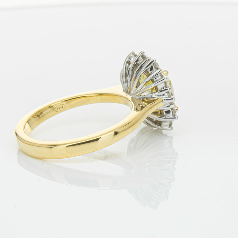 18ct Yellow Gold 3.01ct Yellow Cushion Cut Diamond Belle Ring-Ring-Walker & Hall