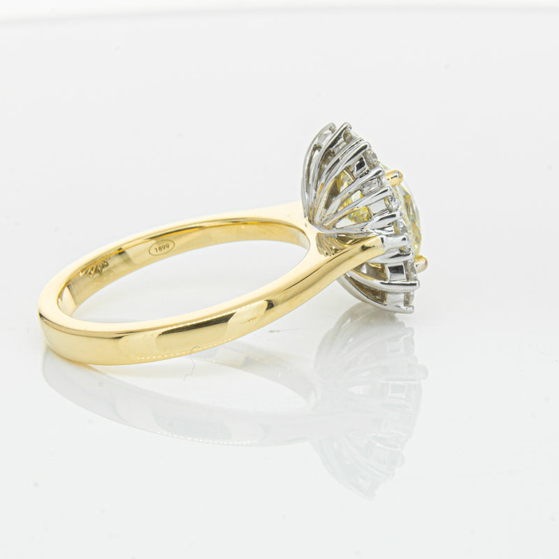 18ct Yellow Gold 3.01ct Yellow Cushion Cut Diamond Belle Ring-Ring-Walker & Hall