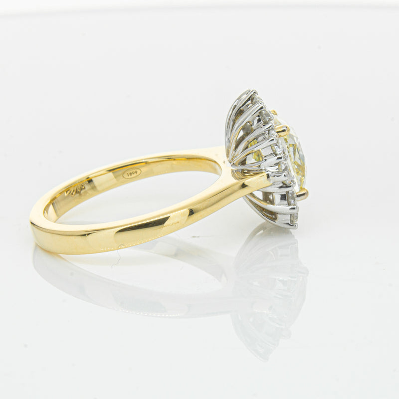 18ct Yellow Gold 3.01ct Yellow Cushion Cut Diamond Belle Ring-Ring-Walker & Hall