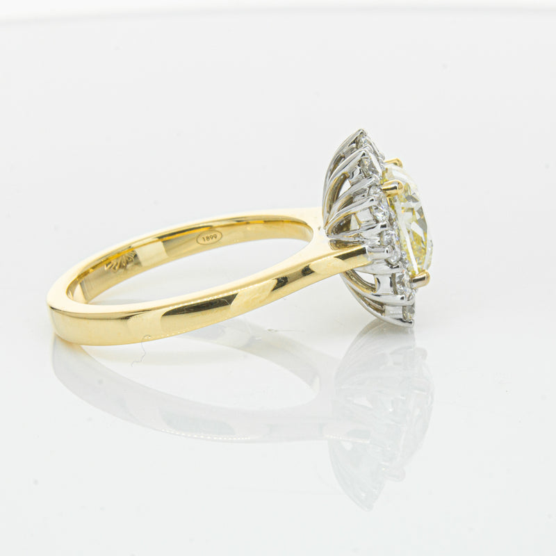 18ct Yellow Gold 3.01ct Yellow Cushion Cut Diamond Belle Ring-Ring-Walker & Hall