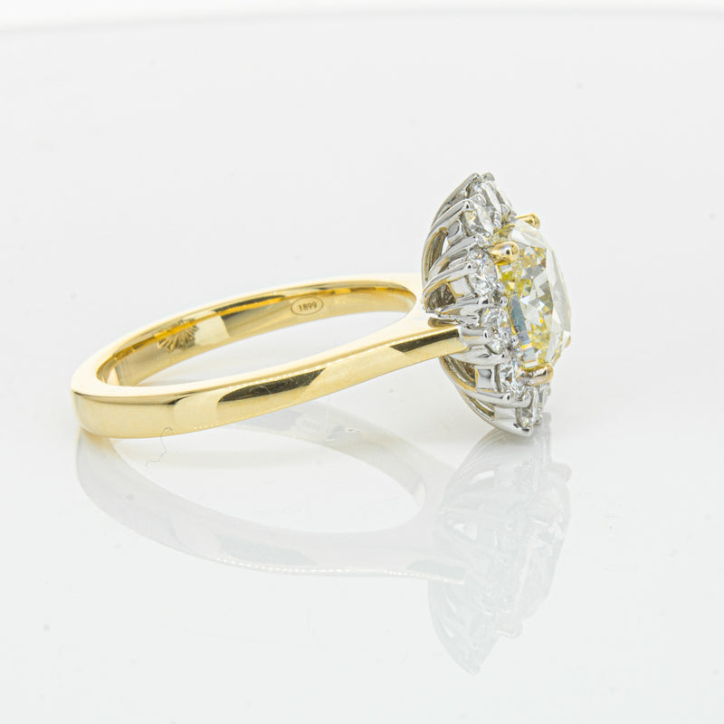 18ct Yellow Gold 3.01ct Yellow Cushion Cut Diamond Belle Ring-Ring-Walker & Hall