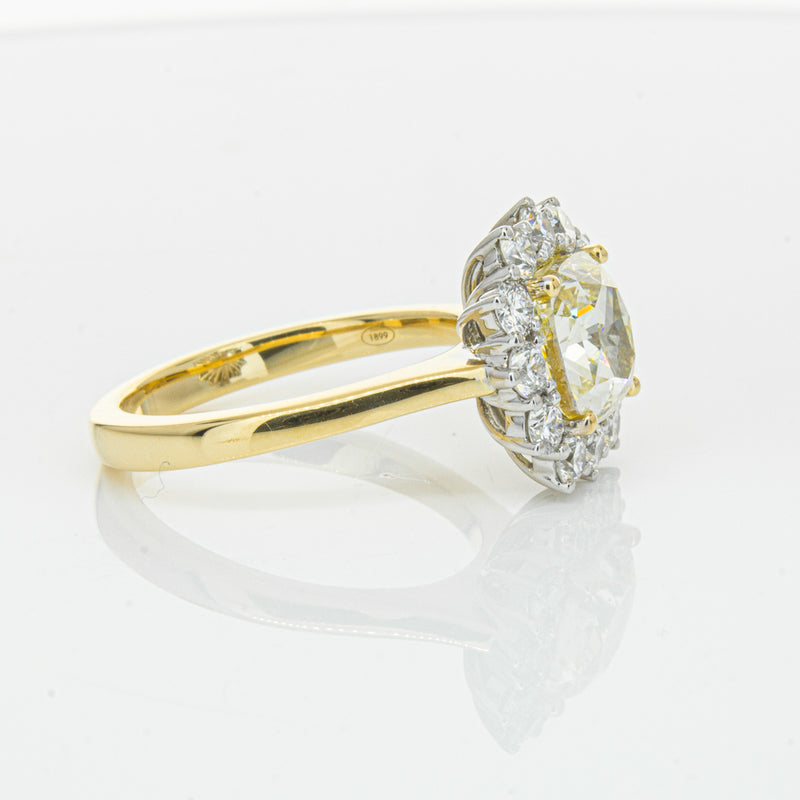 18ct Yellow Gold 3.01ct Yellow Cushion Cut Diamond Belle Ring-Ring-Walker & Hall