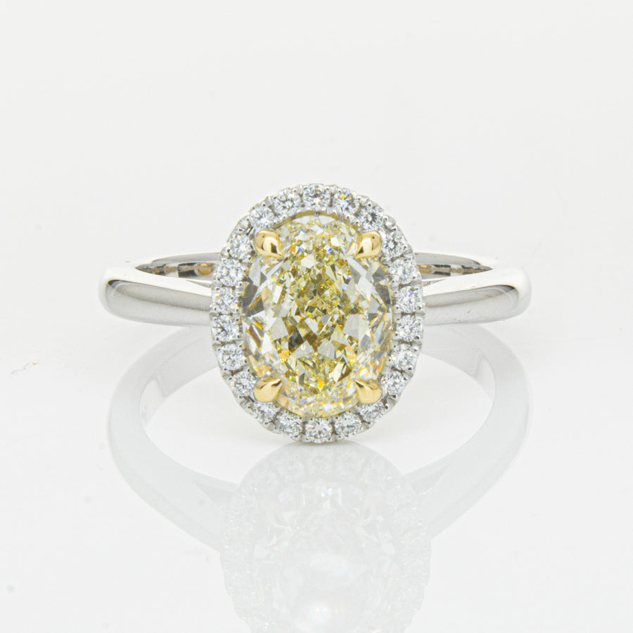18ct White Gold Yellow Oval Cut 2.01ct Diamond Nina Ring-Ring-Walker & Hall