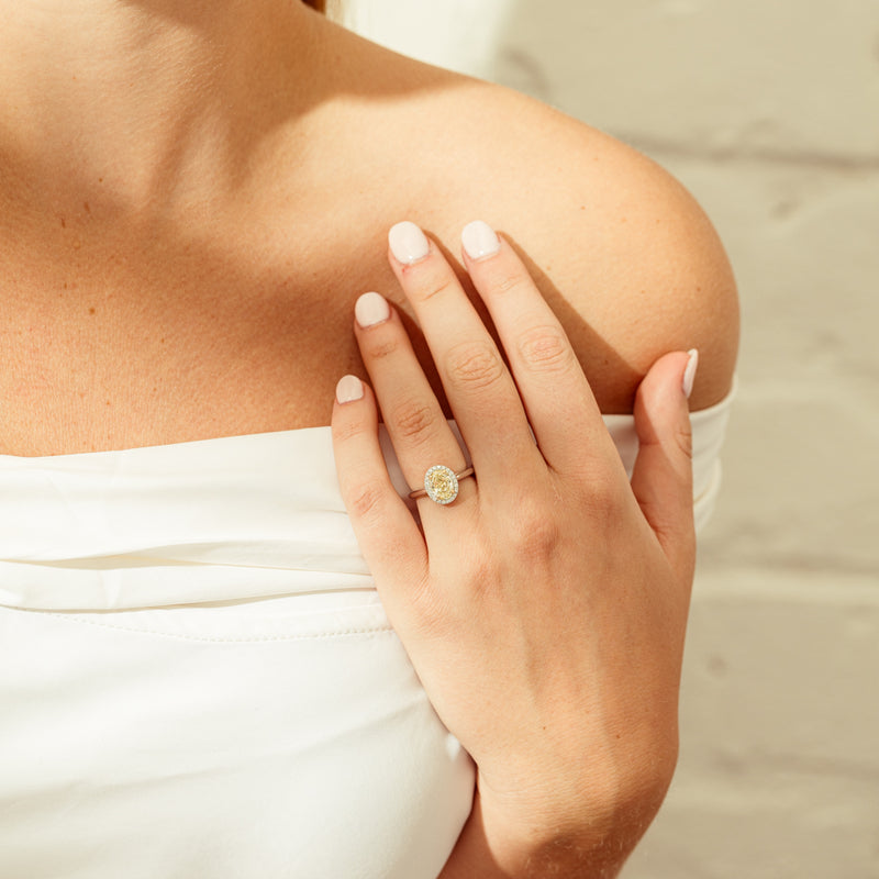 18ct White Gold Yellow Oval Cut 2.01ct Diamond Nina Ring-Ring-Walker & Hall